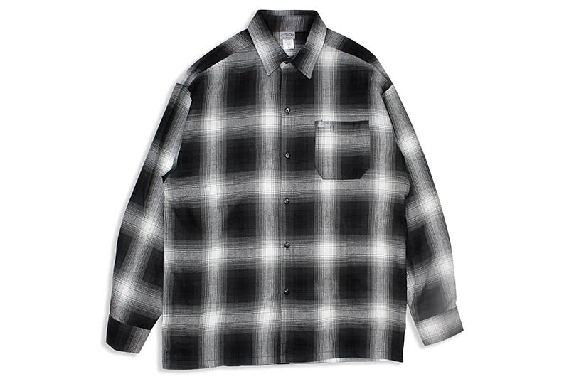 CALTOP PLAID FLANNEL LONG SLEEVE SHIRT (#2000:BLACK/IVORY)