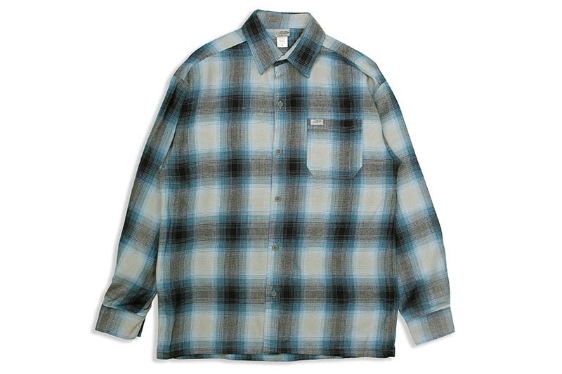 CALTOP PLAID FLANNEL LONG SLEEVE SHIRT (#2000:SKY BLUE/GRAY)