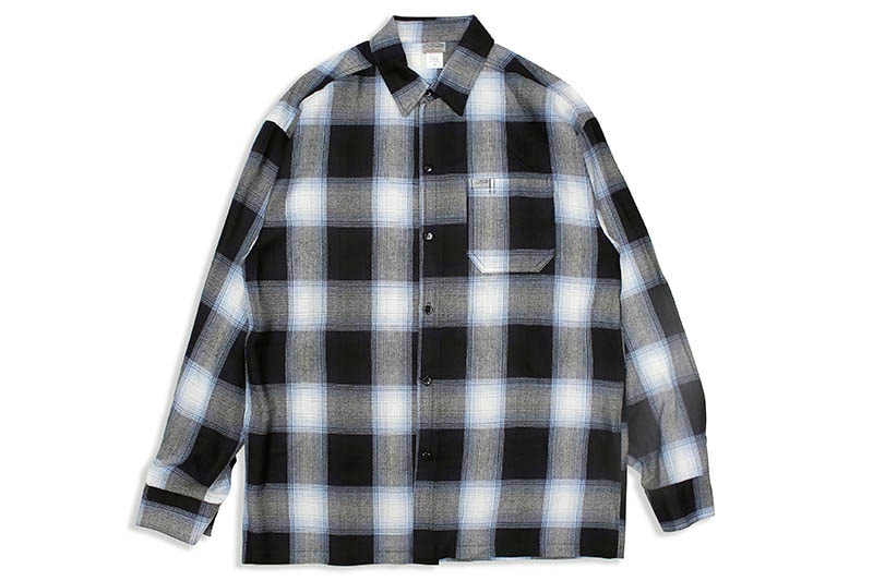 CALTOP PLAID FLANNEL LONG SLEEVE SHIRT (#2000:NAVY/SKY BLUE)