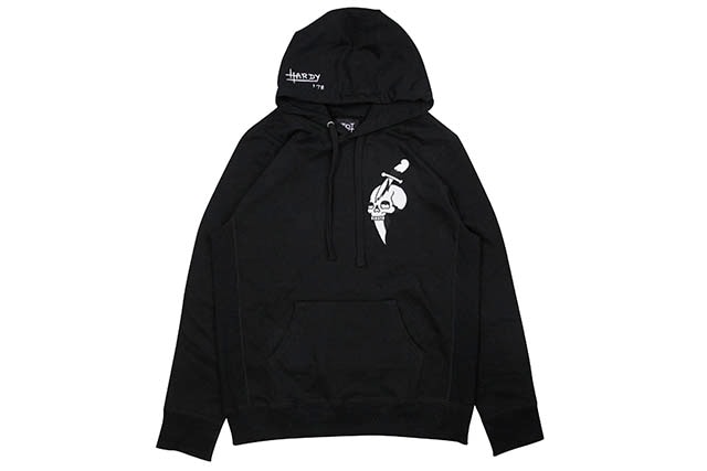 ED HARDY EMBROIDERED SKULL DAGGER HOODIE (BLACK)