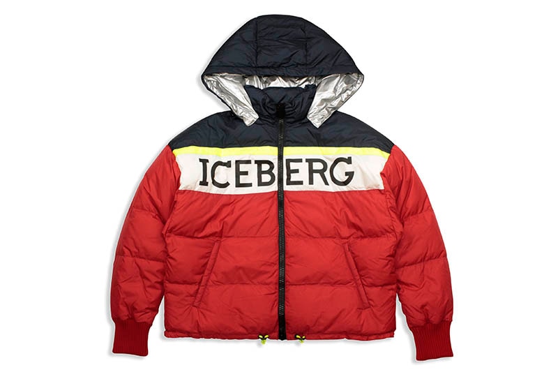 ICEBERG LOGO DOWN JACKET (NAVY/RED)