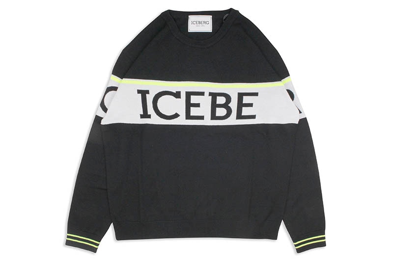 ICEBERG LARGE LOGO KNIT SWEATER (BLACK)