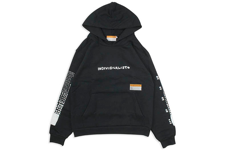 INDIVIDUALIST SKETCHED TEST BAR FLEECE HOOD (BLACK)