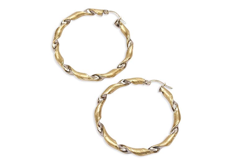 10K YELLOW TWISTED HOOP EARRINGS #320