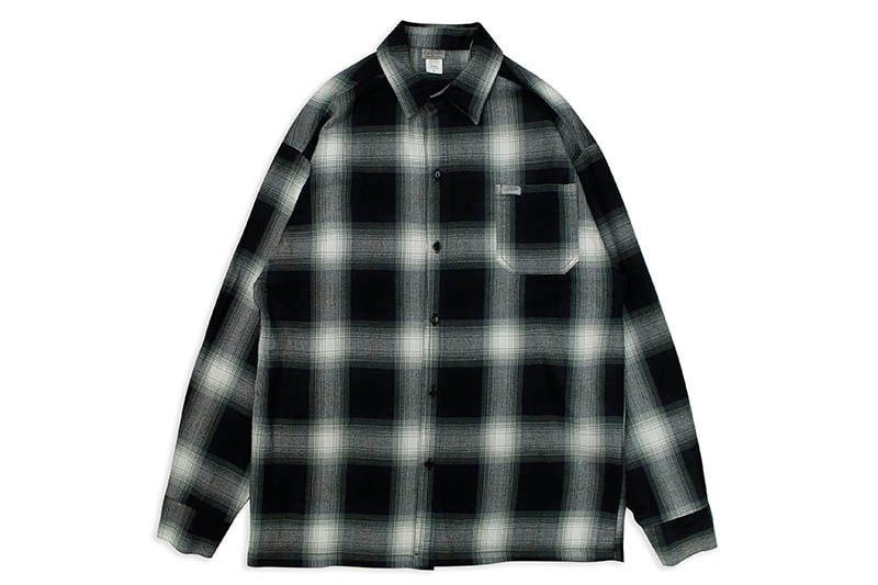 CALTOP PLAID FLANNEL LONG SLEEVE SHIRT (#2000:NAVY/IVORY)