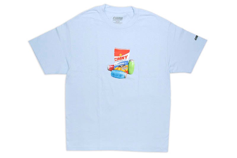 CLASSIC MATERIAL NY SUNFLOWER SEEDS & QUARTER WATERS T-SHIRT (POWDER BLUE)