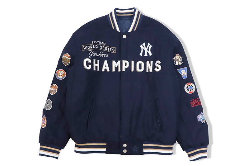 JH Design NEW YORK YANKEES WORLD SERIES CHAMPIONS REVERSIBLE JACKET (YAN103TIM0:NAVY)