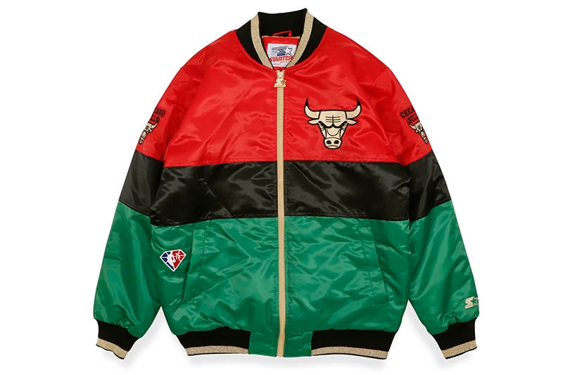 STARTER CHICAGO BULLS BLACK HISTORY MONTH NBA 75TH ANNIVERSARY FULL ZIP JACKET (LS230501)