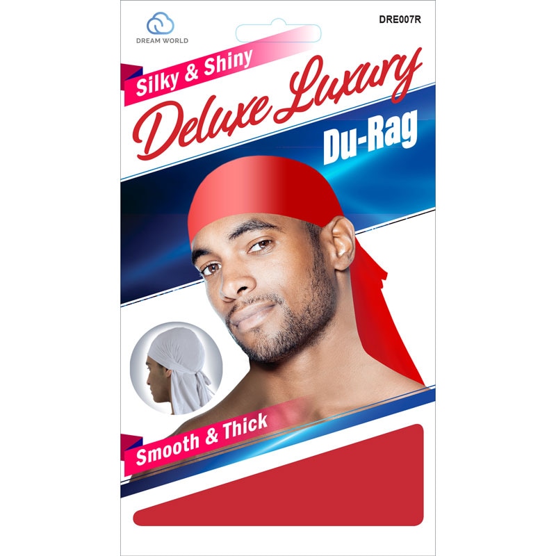 DREAM WORLD SILKY SATIN DELUXE LUXURY DU-RAG (RED) DRE007R