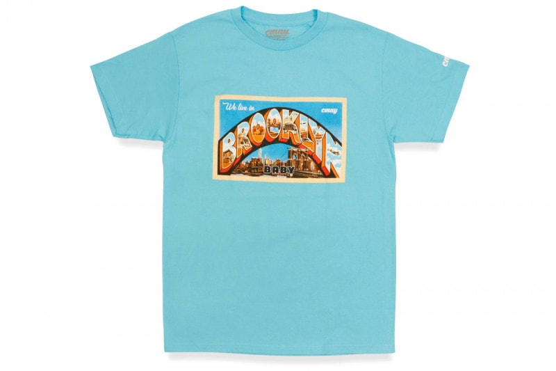 CLASSIC MATERIAL NY WE LIVE IN BROOKLYN BABY S/S T-SHIRT (PACIFIC BLUE)