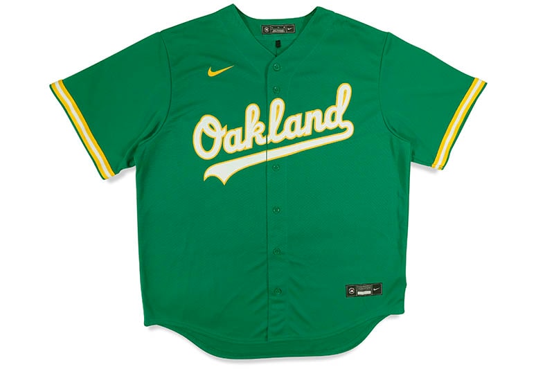 NIKE MLB OAKLAND ATHLETICS REPLICA BASEBALL JERSEY (T770-FZK4-FZ-XV4:KELLY GREEN)