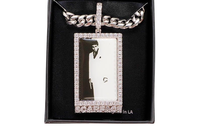 SCARFACE  KING ICE - SCARFACE PORTRAIT NECKLACE (NKX14309:WHITE GOLD)