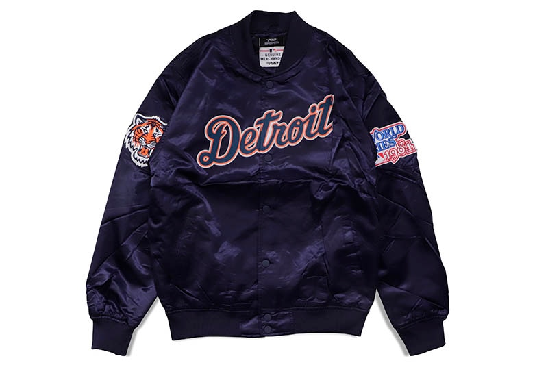 PRO STANDARD DETROIT TIGERS WORDMARK SATIN JACKET (LDT632063:MIDNIGHT NAVY)