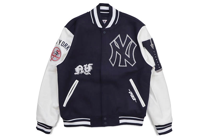 PRO STANDARD NEW YORK YANKEES OLD ENGLISH LOGO WOOL VARSITY JACKET (LNY633520:MIDNIGHT NAVY)