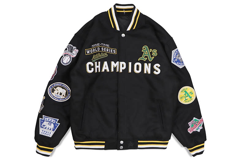 JH Design OAKLAND ATHLETICS WORLD SERIES CHAMPIONS REVERSIBLE JACKET (A'S103TIM0:BLACK)