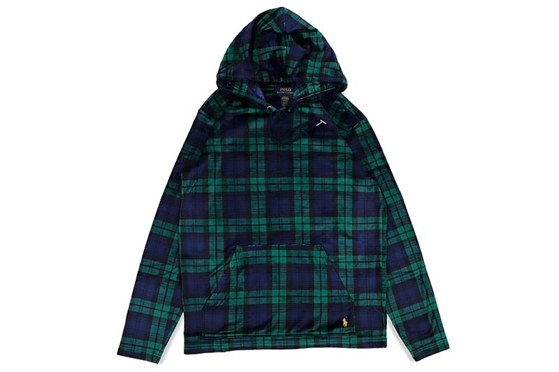 POLO RALPH LAUREN PLAID PLUSH VELOUR SLEEP HOODIE (PP31RL-AZRO