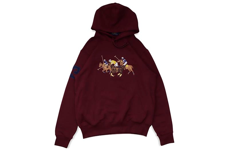 POLO RALPH LAUREN TRIPLE PONY GRAPHIC HOODIE (MAROON)