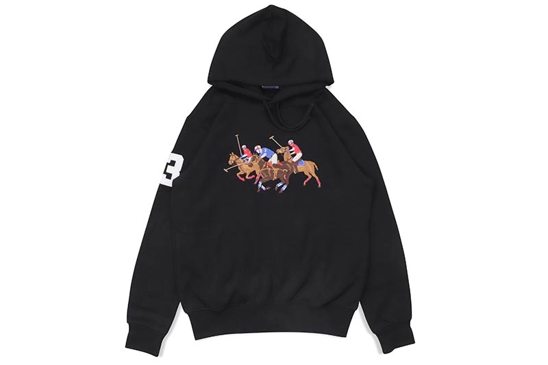 POLO RALPH LAUREN TRIPLE PONY GRAPHIC HOODIE (BLACK)