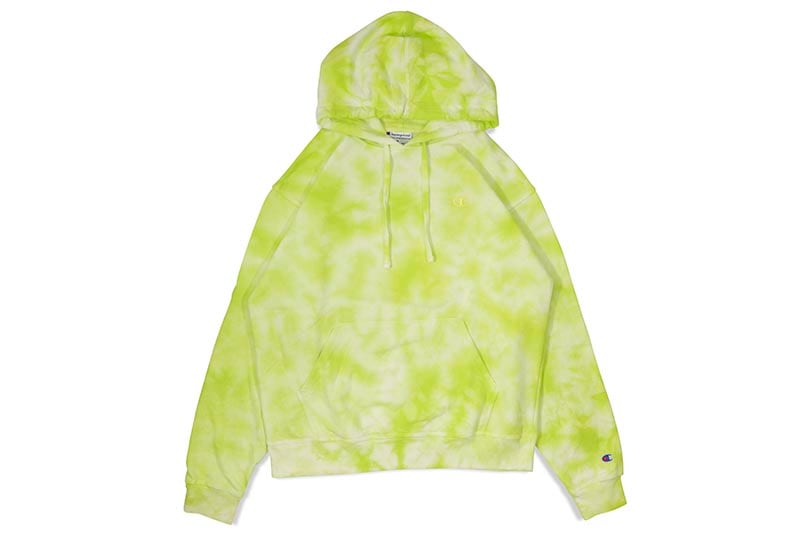 CHAMPION CRUSH DYE FLEECE HOODIE (S63296-AO1J:CRUSH DYE SWEET GREEN)