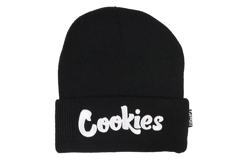 COOKIES ORIGINAL LOGO EMBROIDERED BEANIE (BLACK/WHITE) CM232XKB01