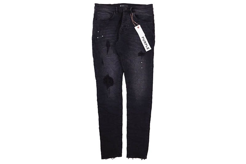 PURPLE BRAND MID RISE SLIM JEAN (P002-BLR:BLACK REPAIR