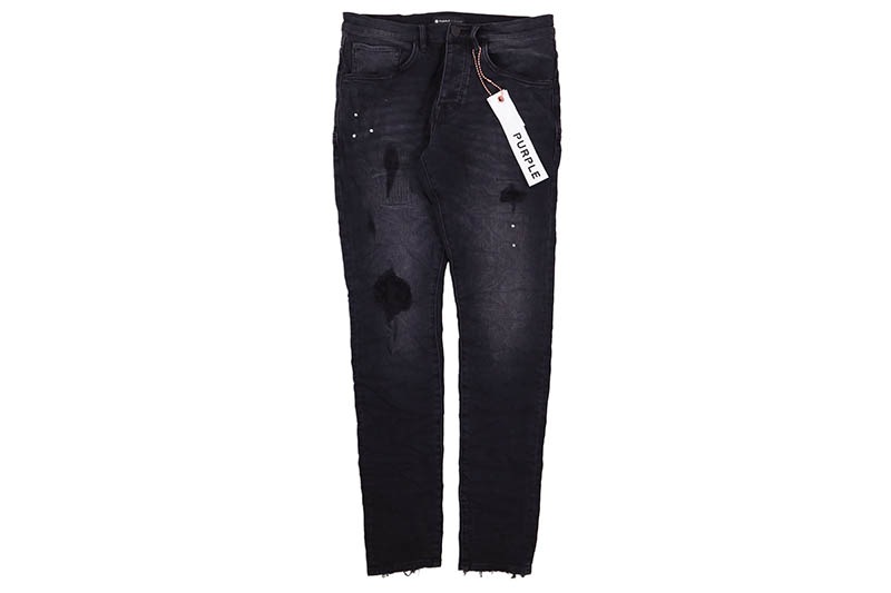 Purple Mens Slim Fit Jeans P002-BLR Black Repair