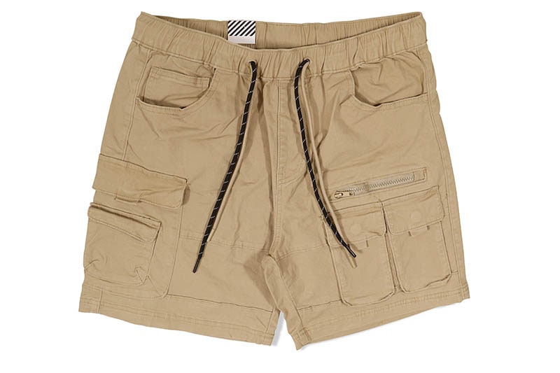 SMOKE RISE UTILITY TWILL LOUNGE SHORTS (JS23112:KHAKI)