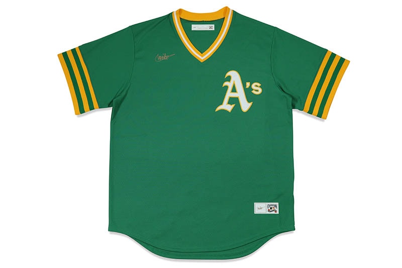 NIKE MLB OAKLAND ATHLETICS COOPERSTOWN 1982-92 BASEBALL JERSEY (C267-KOKA-OKA-UCT:KELLY GREEN)