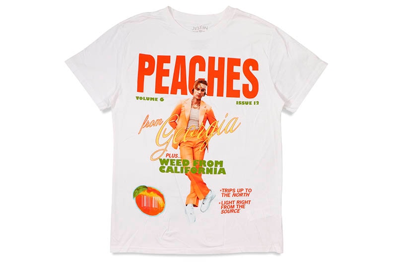JUSTIN BIEBER PEACHES PORTRAIT BOYFRIEND FIT GIRLS GRAPHIC S/S T-SHIRT (WHITE)