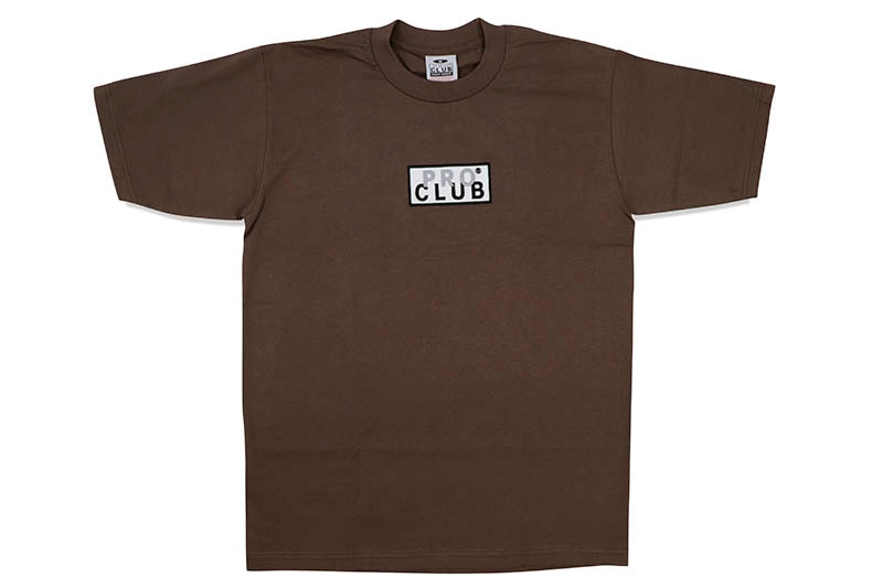 大人気♪【Pro Club】刺繍ロゴ ボックス ★Tシャツ PRO CLUB HEAVYWEIGHT S/S EMBROIDERED BOX LOGO TEE (BROWN