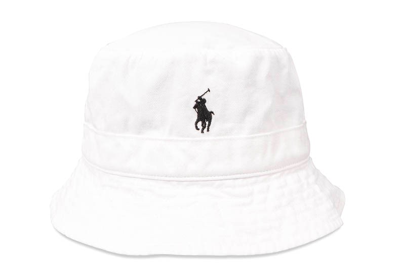 POLO RALPH LAUREN SIGNATURE PONY BUCKET HAT (WHITE/BLACK)