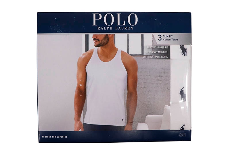 POLO RALPH LAUREN SLIM FIT COTTON TANKS 3PCS (NSTKP3-WHD:WHITE)