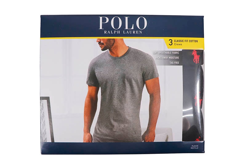 POLO RALPH LAUREN CLASSIC FIT COTTON CREWS 3PCS (NCCNP3-PBD:POLO BLACK)