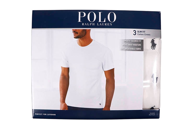 POLO RALPH LAUREN SLIM FIT COTTON CREWS 3PCS (NSCNP3-WHD:WHITE)