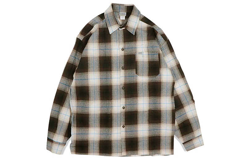 CALTOP PLAID FLANNEL LONG SLEEVE SHIRT (#2000:BROWN/BLUE)