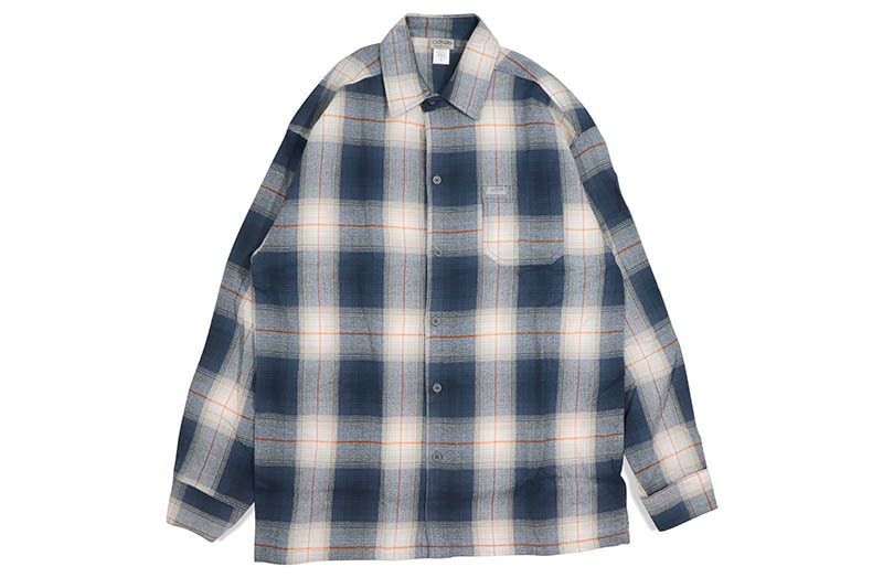 CALTOP PLAID FLANNEL LONG SLEEVE SHIRT (#2000:BLUE/ORANGE)