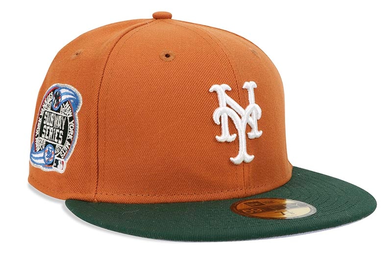 NEW ERA x HAT CLUB x JAETIPS NEW YORK METS 59FIFTY FITTED CAP (2000 SUBWAY SERIES CUSTOM SIDE PATCH/LIGHT PURPLE UNDER VISOR/FIGHT ORANGE DARK GREEN)