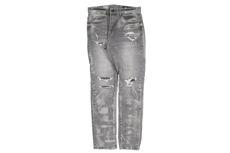 SMOKE RISE RIP & REPAIRED DENIM JEANS (JP23512:COLD GREY) | Brand