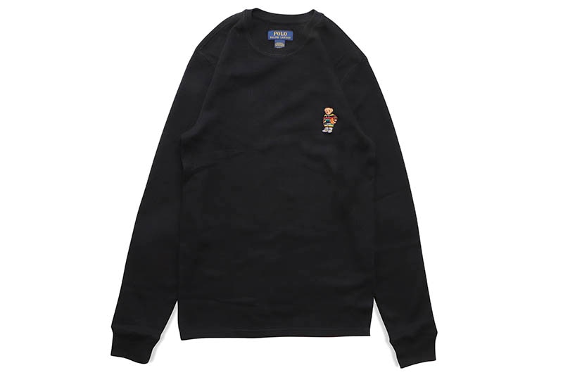 POLO RALPH LAUREN WAFFLE-KNIT POLO BEAR THERMAL SHIRT (PW26HF-AZ7O:BLACK)