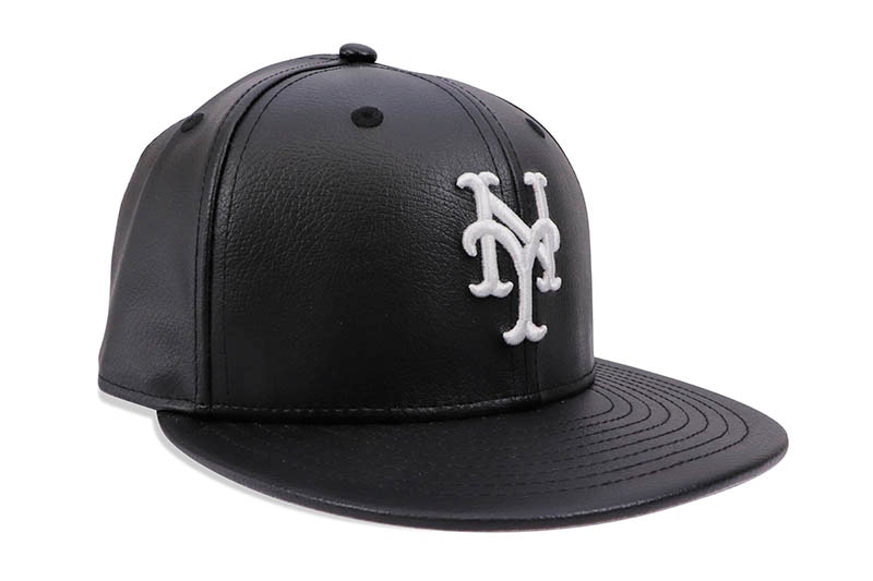 NEW ERA NEW YORK METS 59FIFTY FITTED CAP (GREY UNDER VISOR/BLACK PU LEATHER)