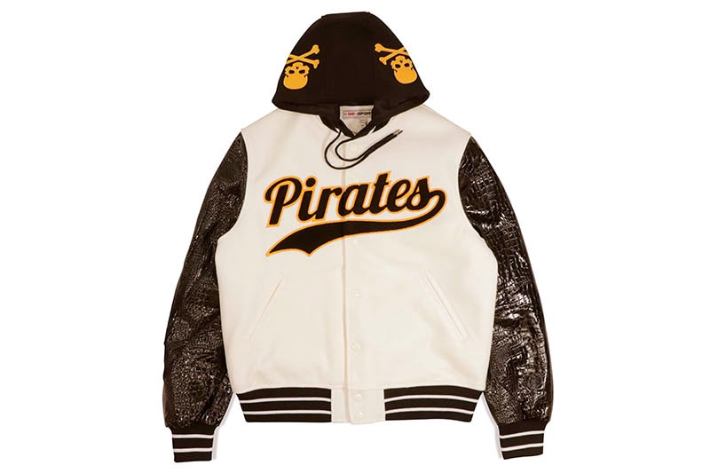 SD SPORT HAMMONDSPORT PIRATES VARSITY CROC LEATHERETTE MELTON HOODED JACKET (SM2333OW:CREAM)