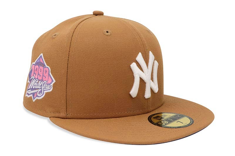 NEW ERA NEW YORK YANKEES 59FIFTY FITTED CAP (1999 WORLD SERIES SIDE PATCH/V PURPLE UNDER VISOR/LIGHT BRONZE)