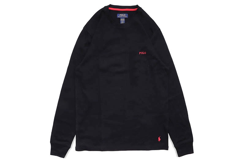 POLO RALPH LAUREN WAFFLE-KNIT THERMAL SHIRT (PWLC2F-PBD:POLO BLACK)