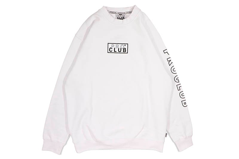 PRO CLUB HEAVYWEIGHT EMBROIDERED BOX LOGO CREWNECK FLEECE