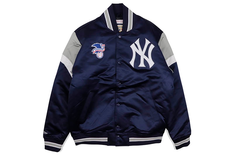 MITCHELL & NESS NEW YORK YANKEES HEAVYWEIGHT SATIN JACKET (OJBF5516-NYYYYPPP:NAVY)