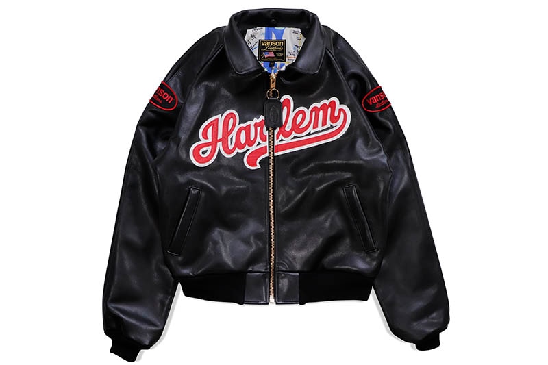 VANSON LEATHERS HARLEM BOMBER JACKET (TJC:BLACK)