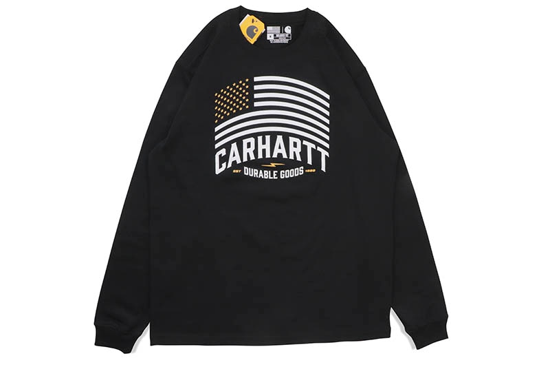 Carhartt RELAXED FIT MIDWEIGHT LONG-SLEEVE FLAG GRAPHIC T-SHIRT (105960-BLK:BLACK)