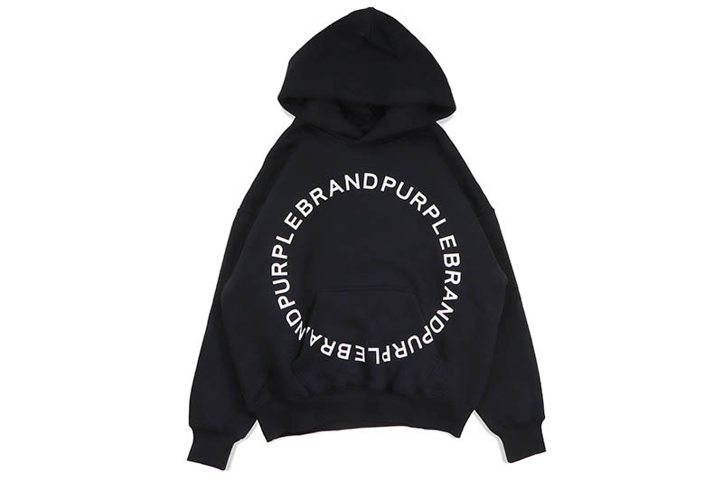 PURPLE BRAND CIRCLE WORDMARK HOODIE (P401-HBBW124:BLACK BEAUTY)