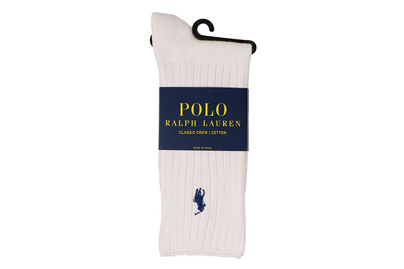 POLO RALPH LAUREN SIGNATURE PONY COTTON-BLEND CREW SOCKS (8205B:WHITE)