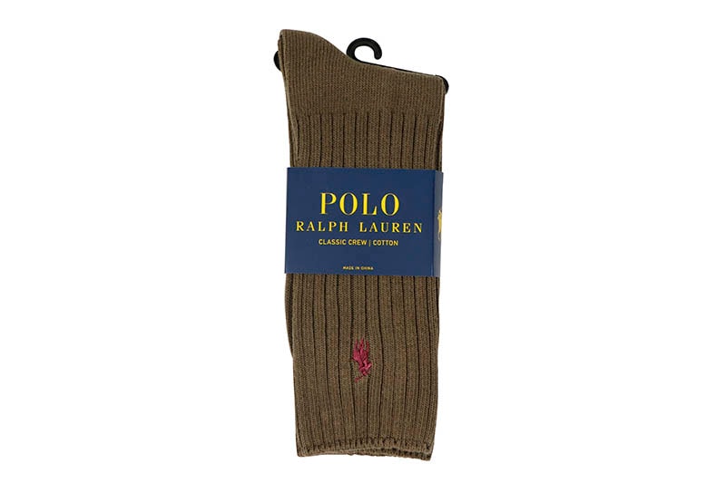 POLO RALPH LAUREN SIGNATURE PONY COTTON-BLEND CREW SOCKS (8205:DARK OLIVE)